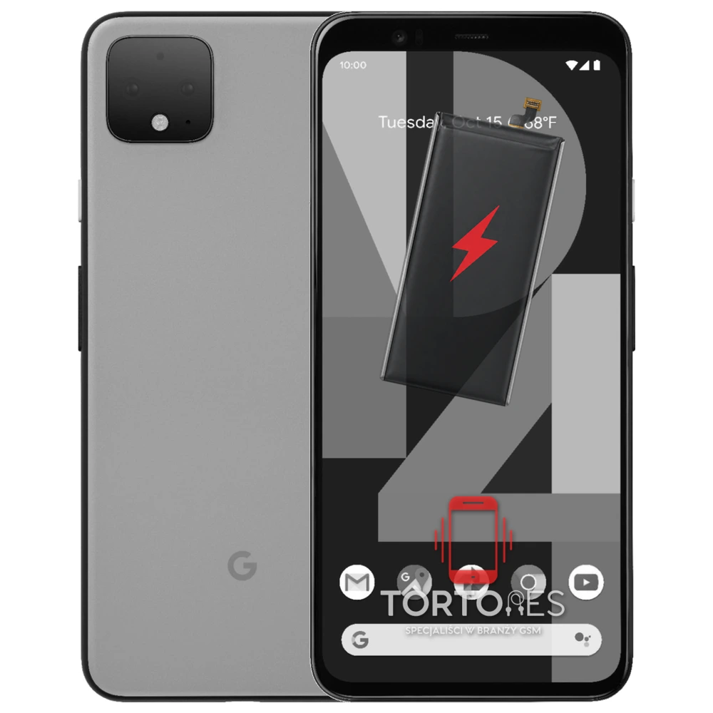 Google Pixel 4 XL z ilustracją baterii - wymiana baterii