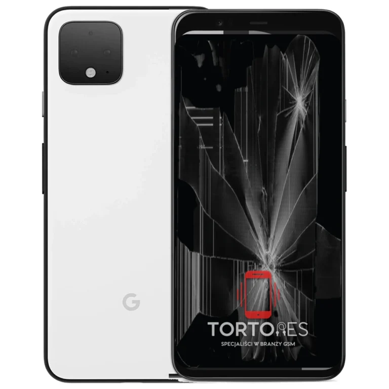 Google Pixel 4 z ilustracją pękniętego wyświetlacza - wymiana zbitego wyświetlacza