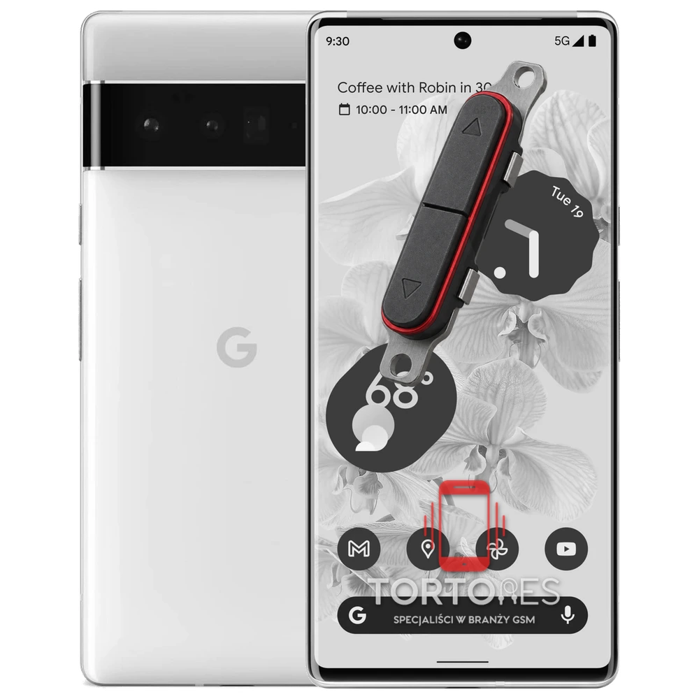 Google Pixel 6 Pro z symbolem przycisków - naprawa przycisków włączania i głośności