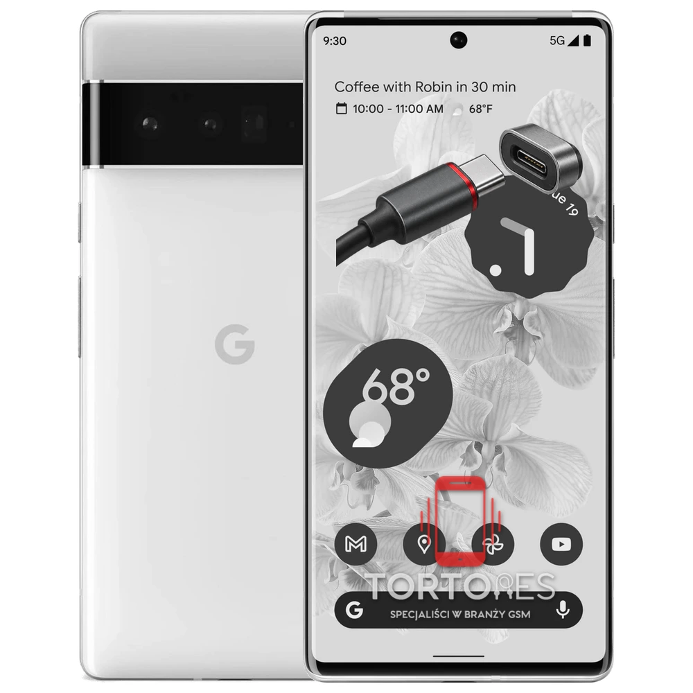 Google Pixel 6 Pro z ilustracją złącza ładowania - naprawa złącza ładowania