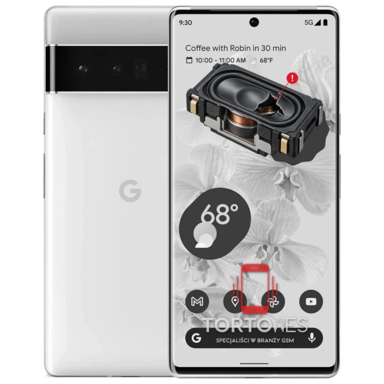 Google Pixel 6 Pro z symbolem głośnika multimedialnego - wymiana głośnika multimedialnego