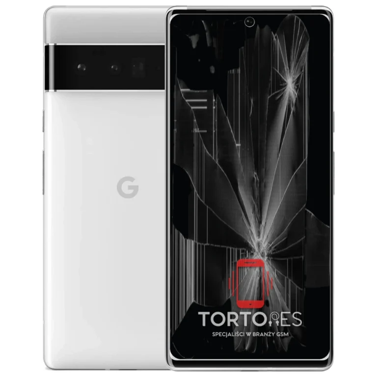 Google Pixel 6 Pro z ilustracją pękniętego wyświetlacza - wymiana zbitego wyświetlacza