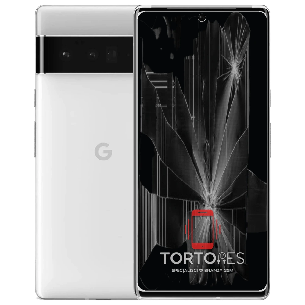 Google Pixel 6 Pro z ilustracją pękniętego wyświetlacza - wymiana zbitego wyświetlacza