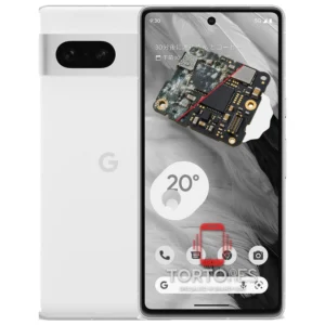 Google Pixel 7 z ilustracją zalania - czyszczenie po zalaniu