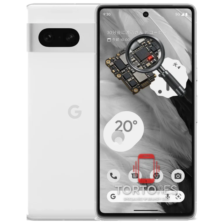Google Pixel 7 z symbolem diagnostyki - diagnoza telefonu