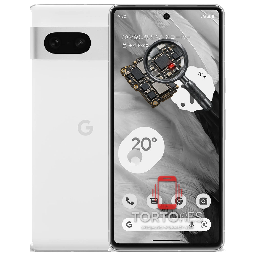 Google Pixel 7 z symbolem diagnostyki - diagnoza telefonu