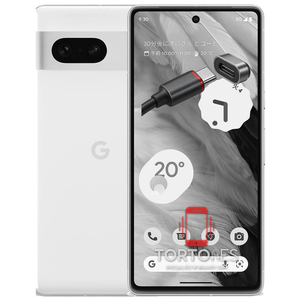 Google Pixel 7 z ilustracją złącza ładowania - naprawa złącza ładowania