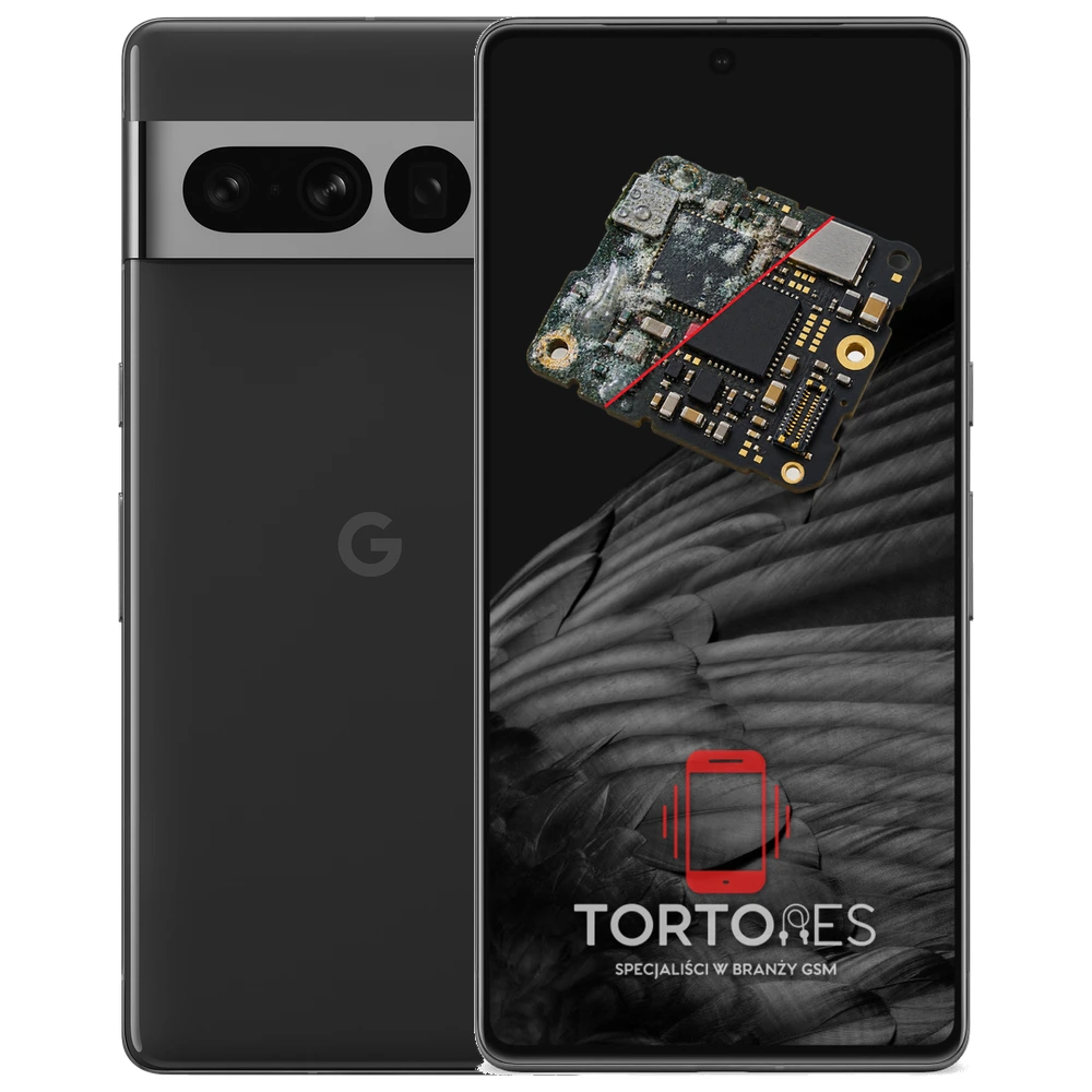 Google Pixel 7 Pro z ilustracją zalania - czyszczenie po zalaniu
