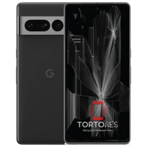 Google Pixel 7 Pro z ilustracją pękniętego wyświetlacza - wymiana zbitego wyświetlacza