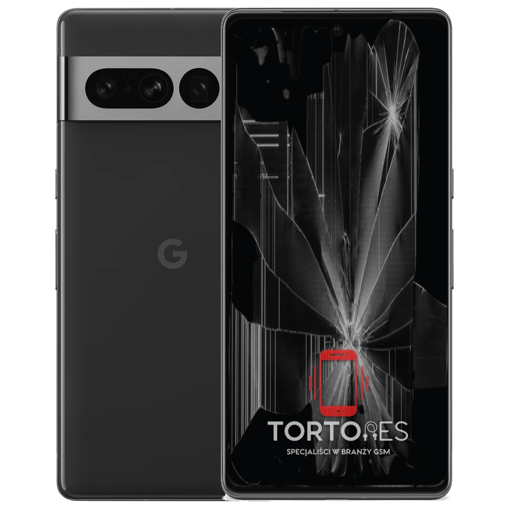 Google Pixel 7 Pro z ilustracją pękniętego wyświetlacza - wymiana zbitego wyświetlacza