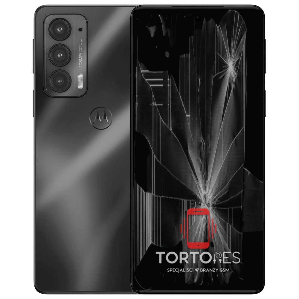 Motorola Edge 20 z ilustracją pękniętego wyświetlacza - wymiana zbitego wyświetlacza