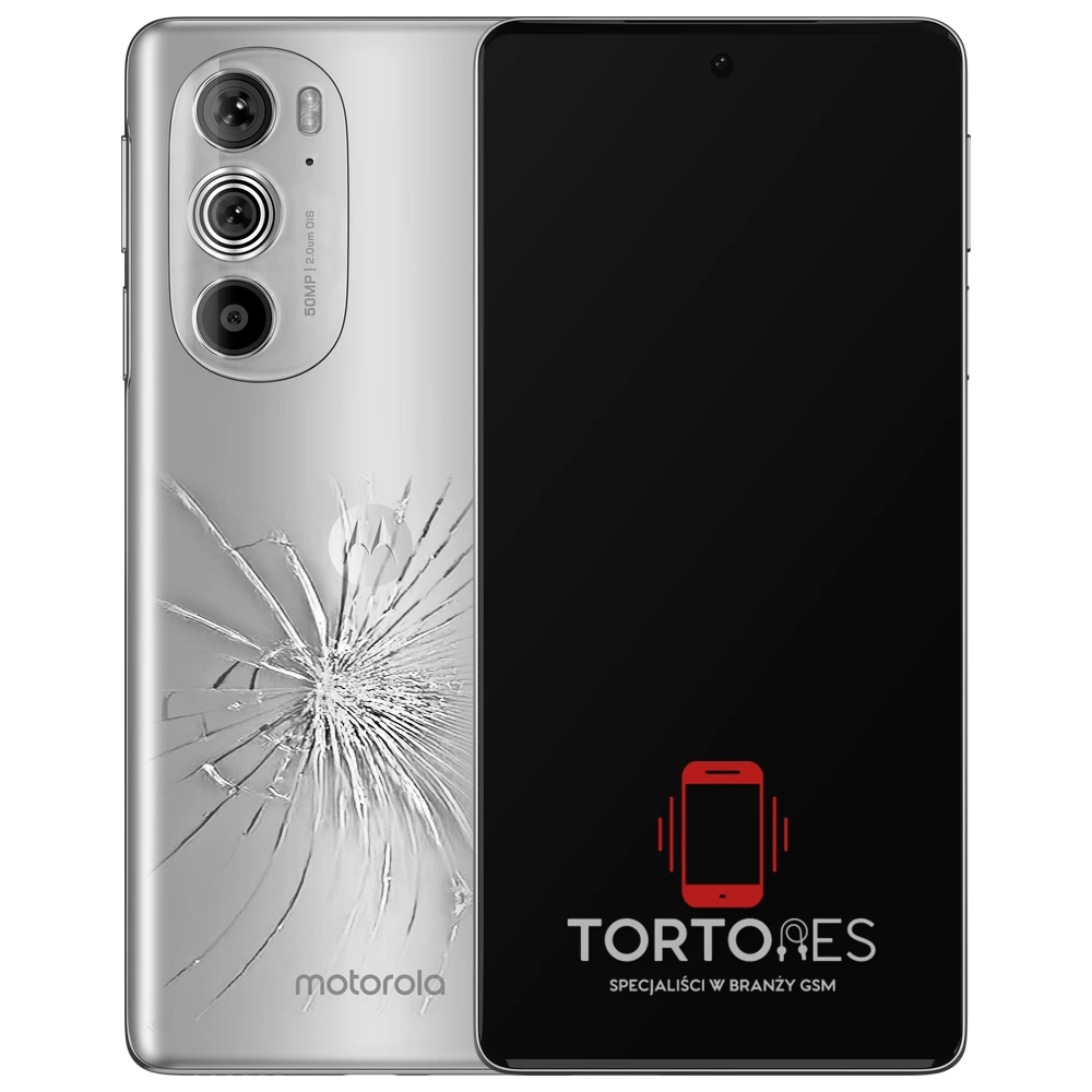 Motorola Edge 30 Pro z ilustracją pękniętej tylnej klapki - wymiana zbitej klapki