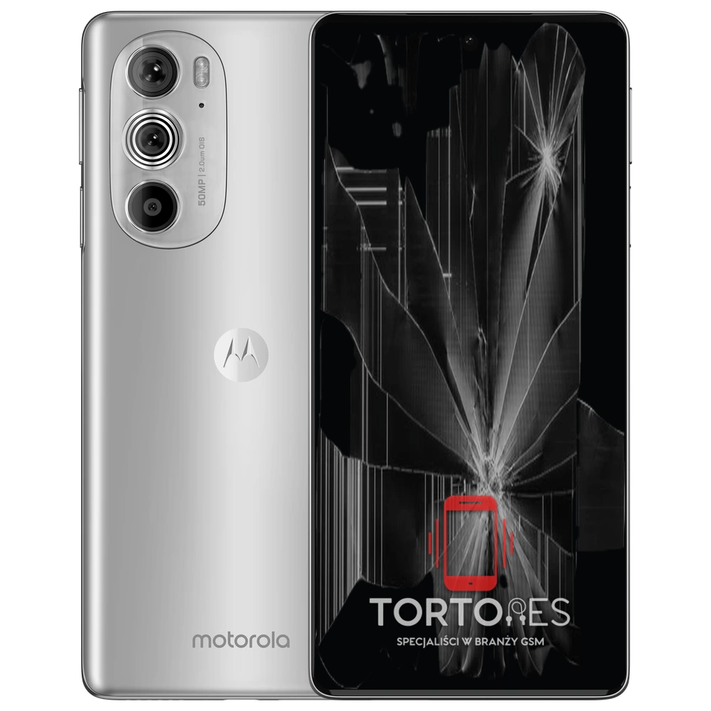 Motorola Edge 30 Pro z ilustracją pękniętego wyświetlacza - wymiana zbitego wyświetlacza