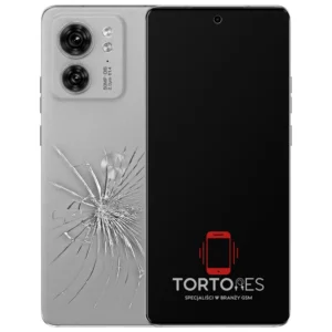 Motorola Edge 40 z ilustracją pękniętej tylnej klapki - wymiana zbitej klapki