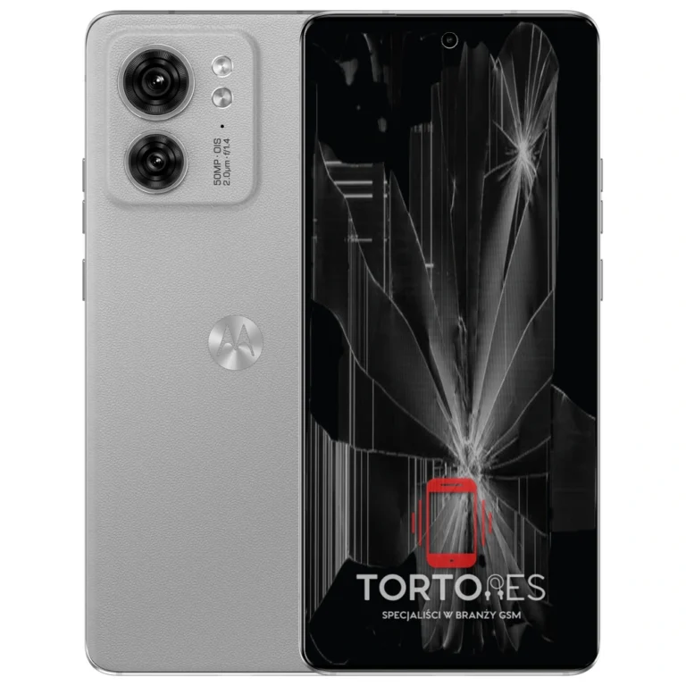 Motorola Edge 40 z ilustracją pękniętego wyświetlacza - wymiana zbitego wyświetlacza