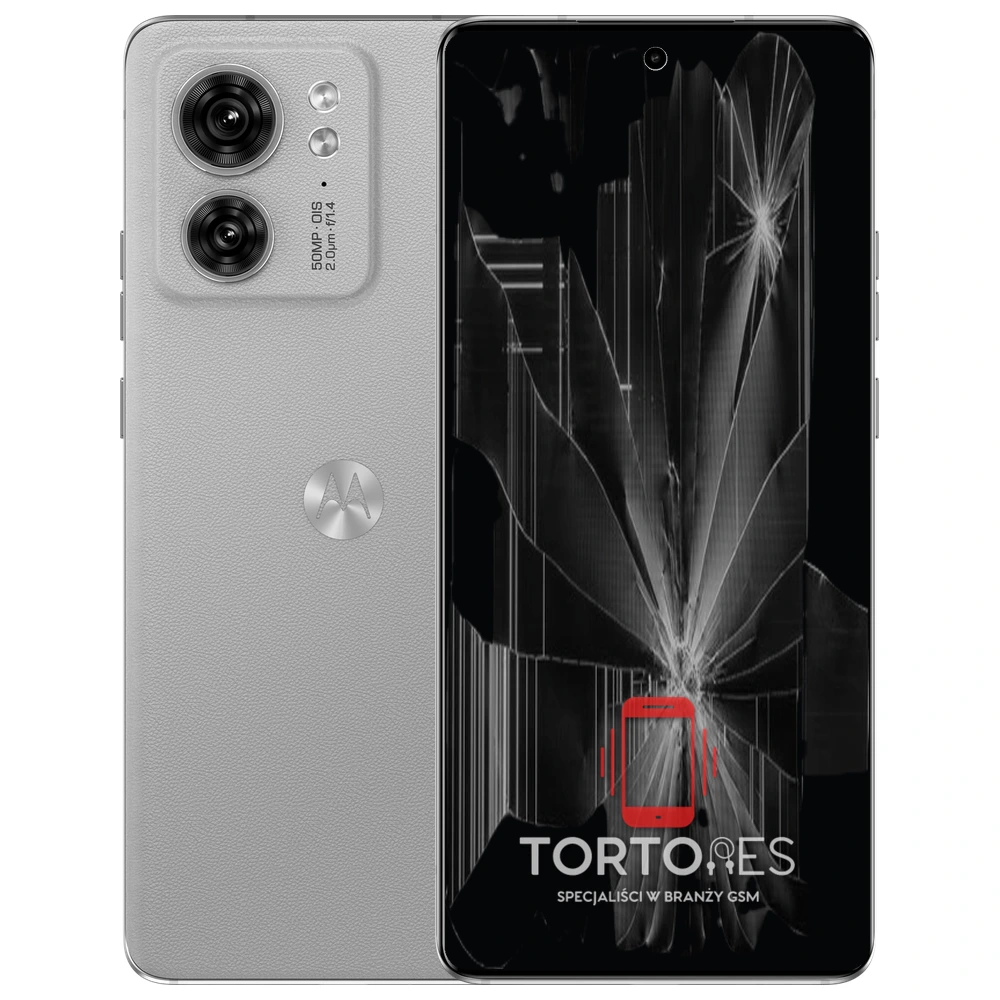 Motorola Edge 40 z ilustracją pękniętego wyświetlacza - wymiana zbitego wyświetlacza
