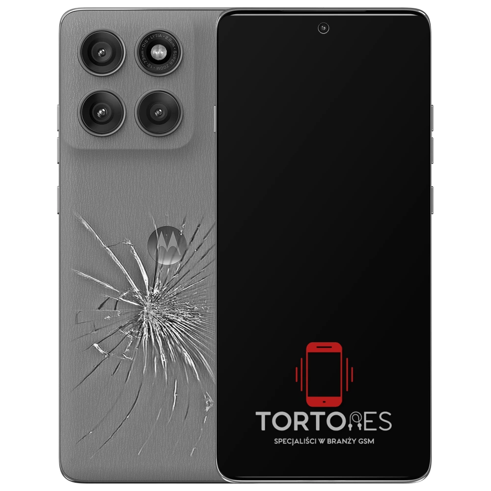 Motorola Edge 60 Pro z ilustracją pękniętej tylnej klapki - wymiana zbitej klapki