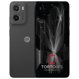 Motorola Moto E15 z ilustracją pękniętego wyświetlacza - wymiana zbitego wyświetlacza