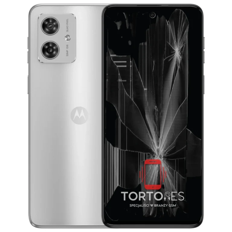 Motorola Moto G54 5G z ilustracją pękniętego wyświetlacza - wymiana zbitego wyświetlacza