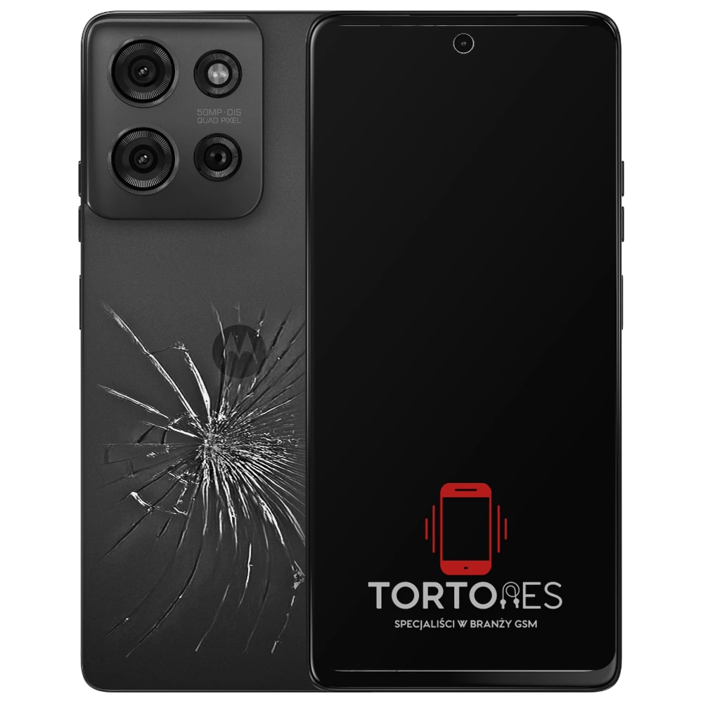 Motorola Moto G75 5G z ilustracją pękniętej tylnej klapki - wymiana zbitej klapki