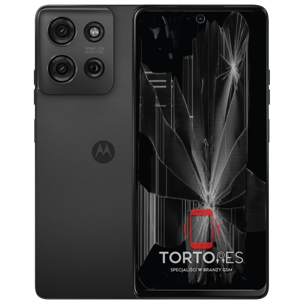 Motorola Moto G75 5G z ilustracją pękniętego wyświetlacza - wymiana zbitego wyświetlacza