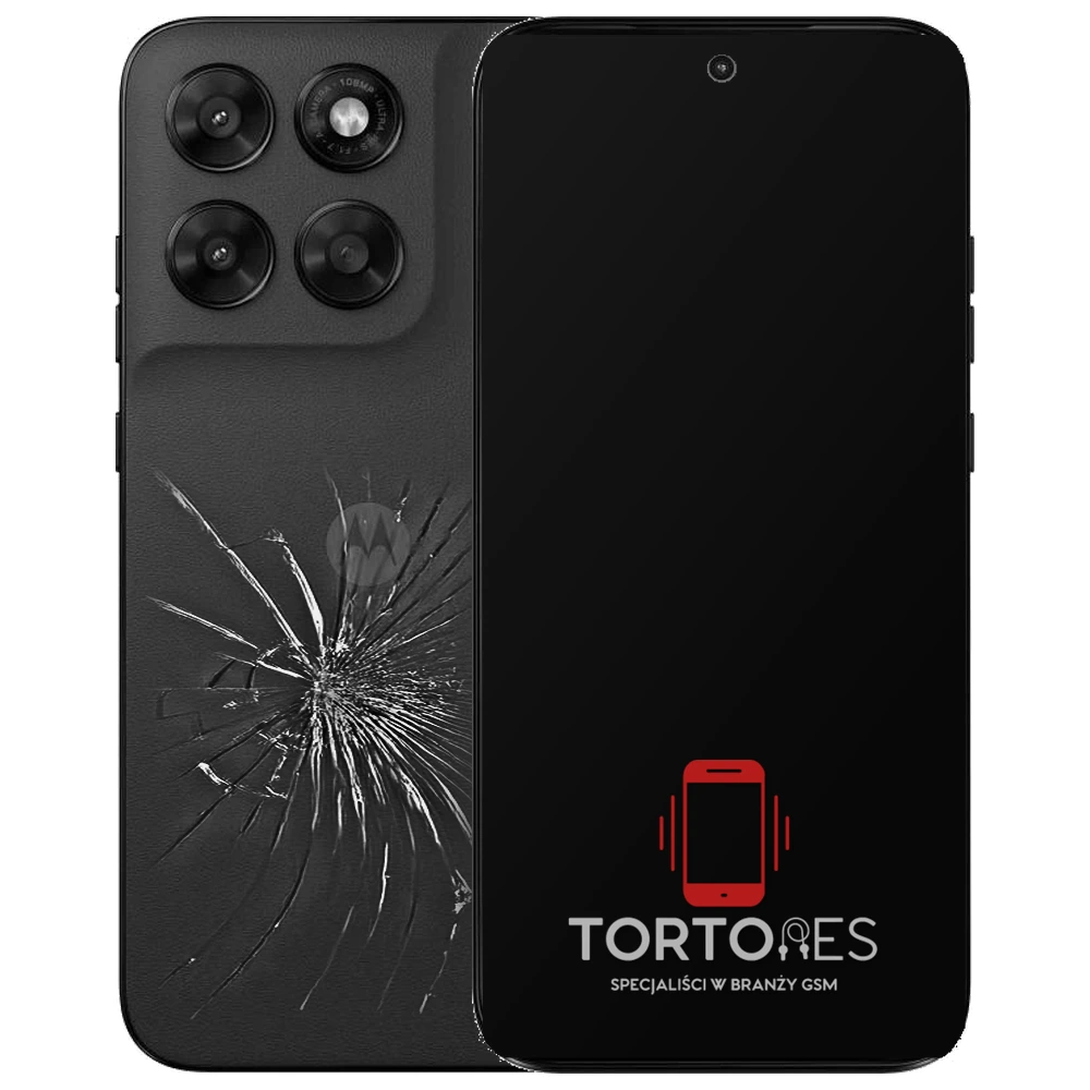 Motorola Moto G77 5G z ilustracją pękniętej tylnej klapki - wymiana zbitej klapki