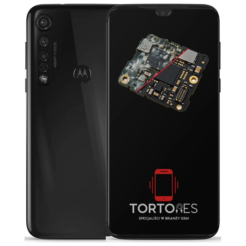 Motorola Moto G8 Plus z ilustracją zalania - czyszczenie po zalaniu