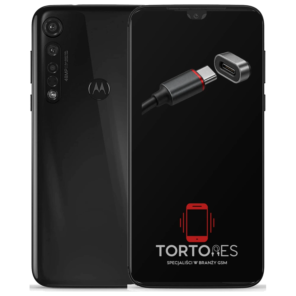 Motorola Moto G8 Plus z ilustracją złącza ładowania - naprawa złącza ładowania