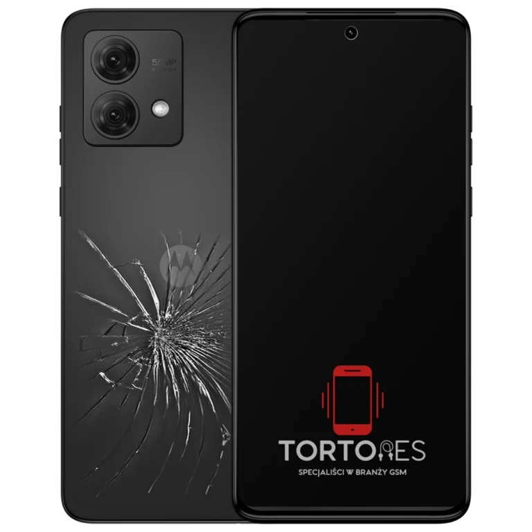 Motorola Moto G84 5G z ilustracją pękniętej tylnej klapki - wymiana zbitej klapki