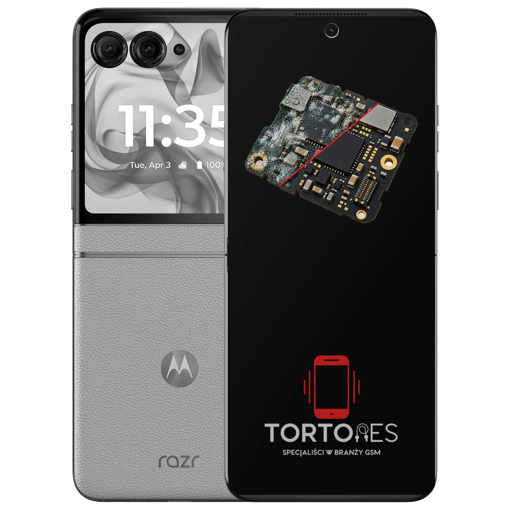 Motorola Razr 50 z ilustracją zalania - czyszczenie po zalaniu