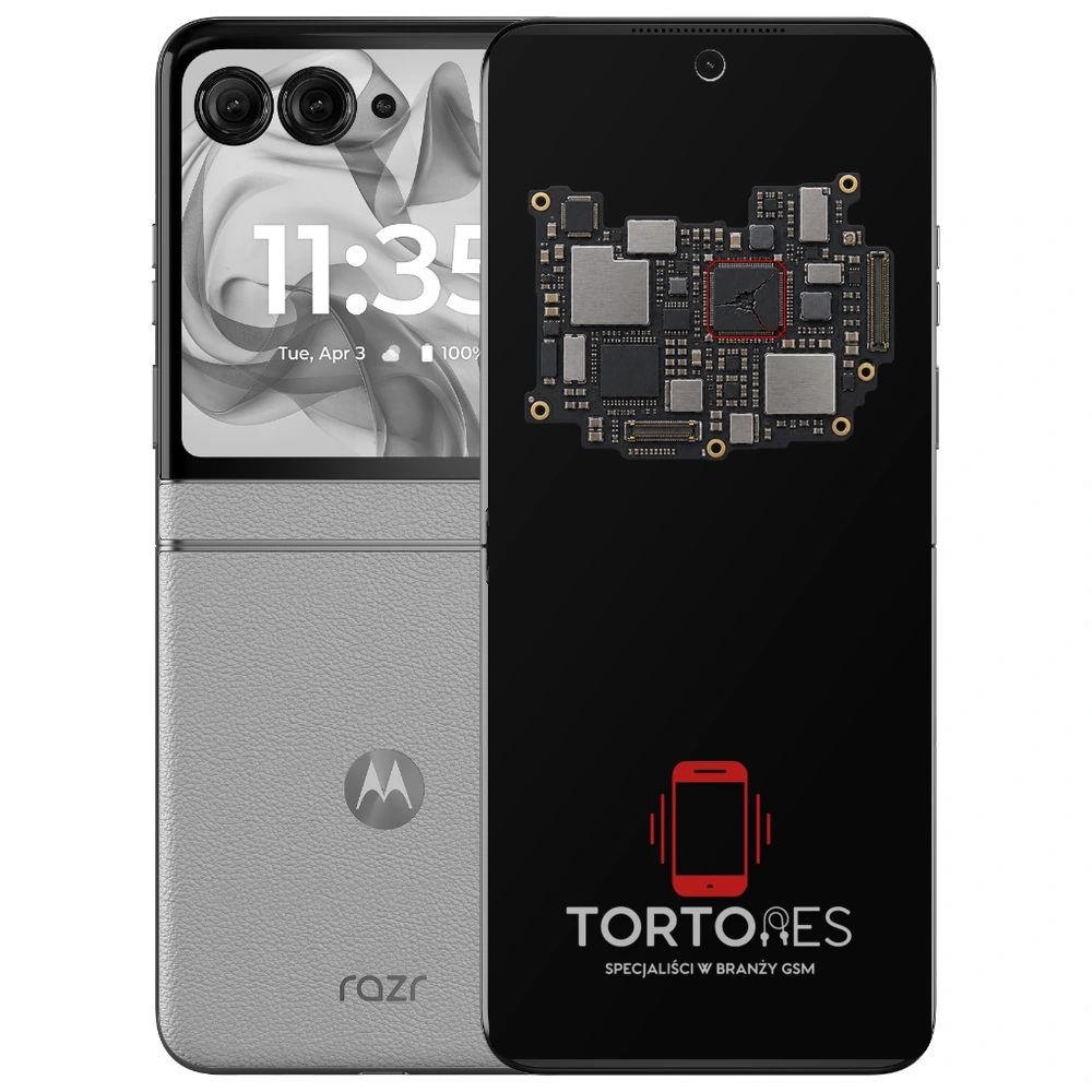 Motorola Razr 50 z ilustracją płyty głównej - naprawa płyty głównej