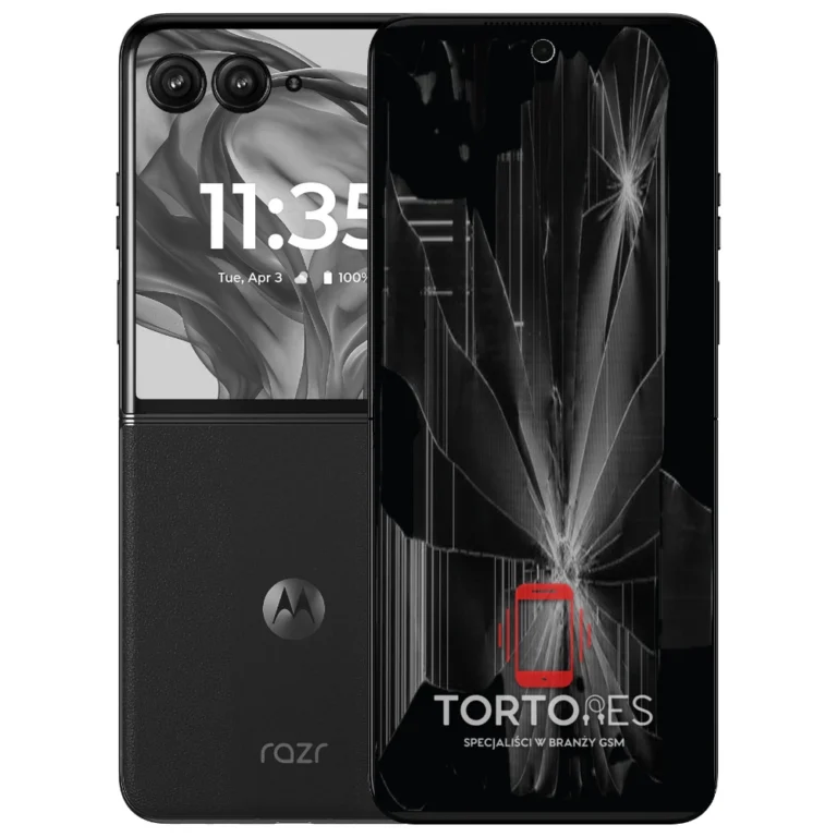 Motorola Razr 50 Ultra z ilustracją pękniętego wyświetlacza - wymiana zbitego wyświetlacza