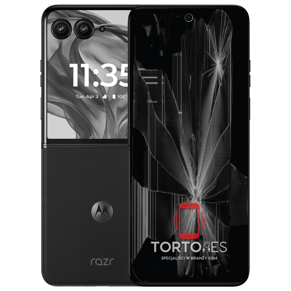 Motorola Razr 50 Ultra z ilustracją pękniętego wyświetlacza - wymiana zbitego wyświetlacza