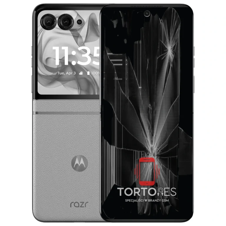 Motorola Razr 50 z ilustracją pękniętego wyświetlacza - wymiana zbitego wyświetlacza
