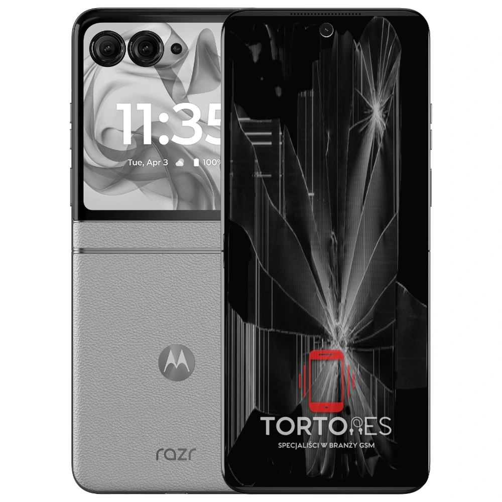 Motorola Razr 50 z ilustracją pękniętego wyświetlacza - wymiana zbitego wyświetlacza