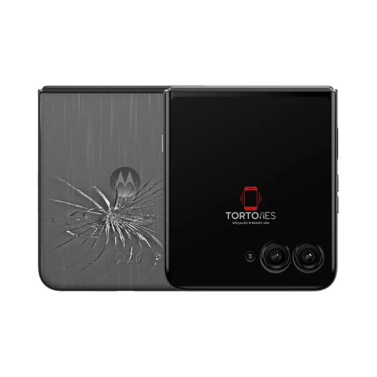 Motorola Razr 60 Ultra z ilustracją pękniętej tylnej klapki - wymiana zbitej klapki