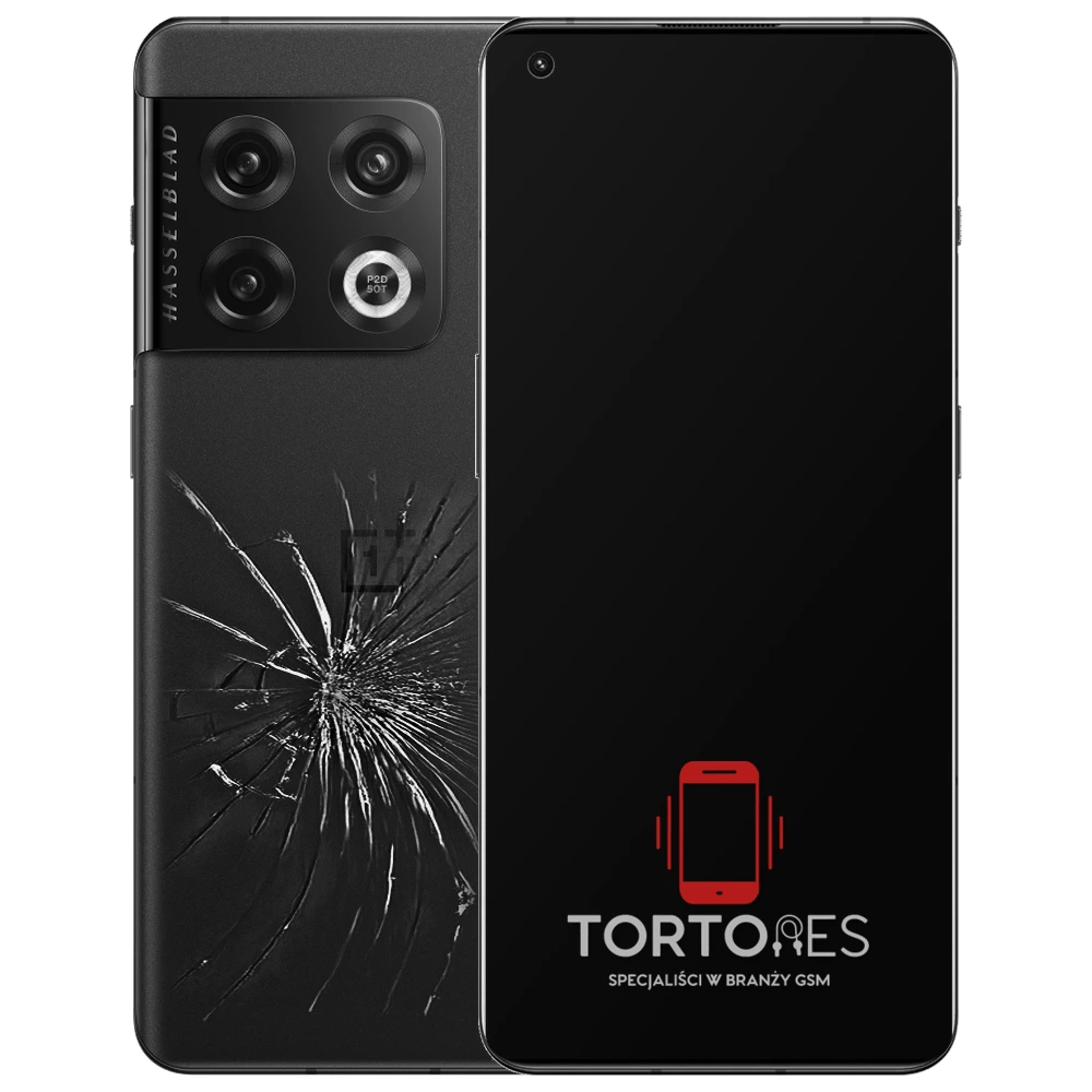 OnePlus 10 Pro z ilustracją pękniętej tylnej klapki - wymiana zbitej klapki
