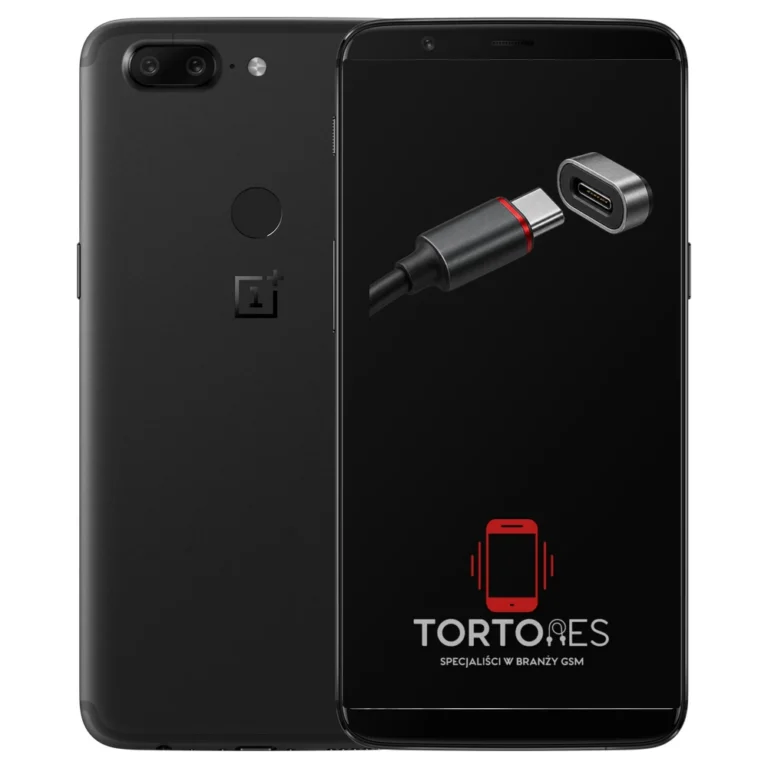 OnePlus 5T z ilustracją złącza ładowania - naprawa złącza ładowania