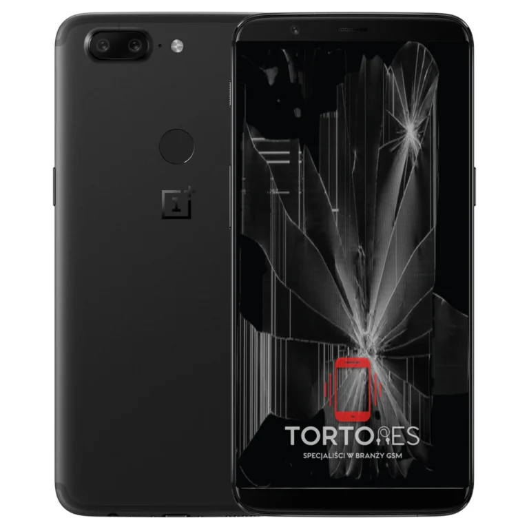 OnePlus 5T z ilustracją pękniętego wyświetlacza - wymiana zbitego wyświetlacza