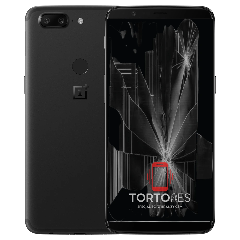 OnePlus 5T z ilustracją pękniętego wyświetlacza - wymiana zbitego wyświetlacza