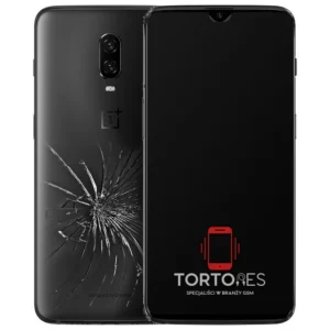 OnePlus 6T z ilustracją pękniętej tylnej klapki - wymiana zbitej klapki