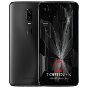 OnePlus 6T z ilustracją pękniętego wyświetlacza - wymiana zbitego wyświetlacza