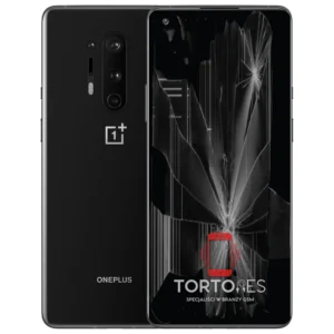 OnePlus 8 Pro z ilustracją pękniętego wyświetlacza - wymiana zbitego wyświetlacza