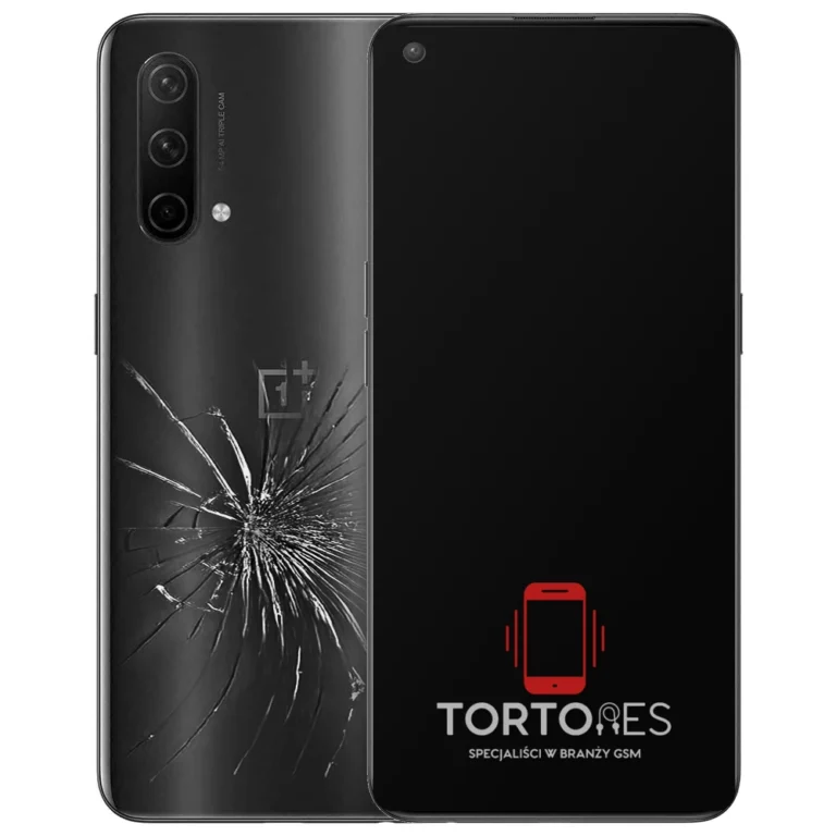 OnePlus Nord CE 5G z ilustracją pękniętej tylnej klapki - wymiana zbitej klapki