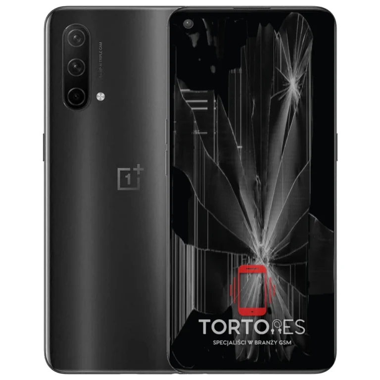 OnePlus Nord CE 5G z ilustracją pękniętego wyświetlacza - wymiana zbitego wyświetlacza
