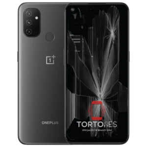 OnePlus Nord N100 z ilustracją pękniętego wyświetlacza - wymiana zbitego wyświetlacza