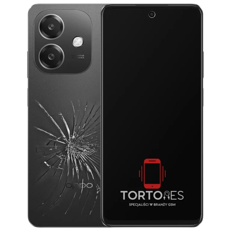 OPPO A40 z ilustracją pękniętej tylnej klapki - wymiana zbitej klapki