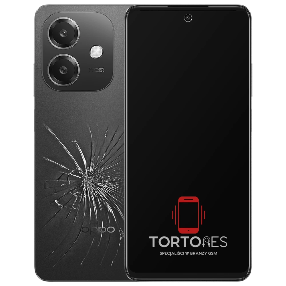 OPPO A40 z ilustracją pękniętej tylnej klapki - wymiana zbitej klapki