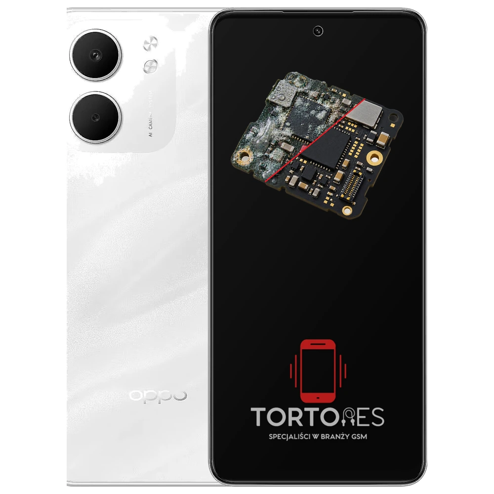 OPPO A5x z ilustracją zalania - czyszczenie po zalaniu