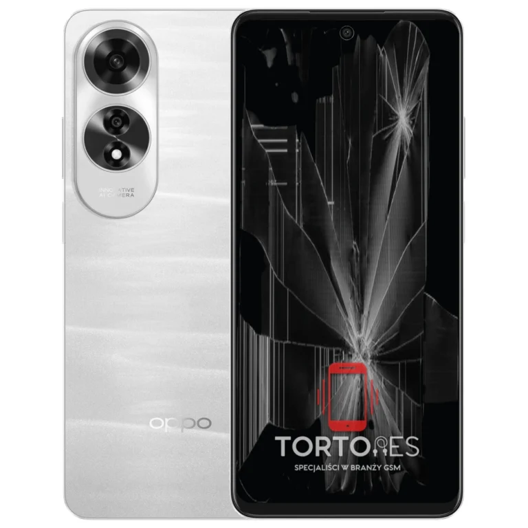 OPPO A60 LTE z ilustracją pękniętego wyświetlacza - wymiana zbitego wyświetlacza